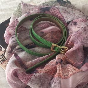 Talbots spring green patent skinny belt